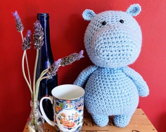 Adorable handmade crocheted amigurumi hippo