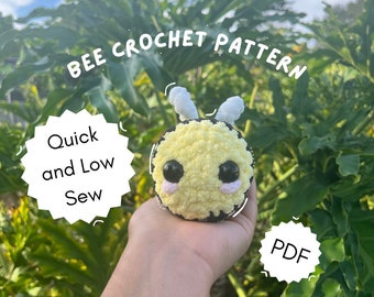 Low sew bee crochet bee pattern PDF download beginner friendly amigurumi bee crochet pattern
