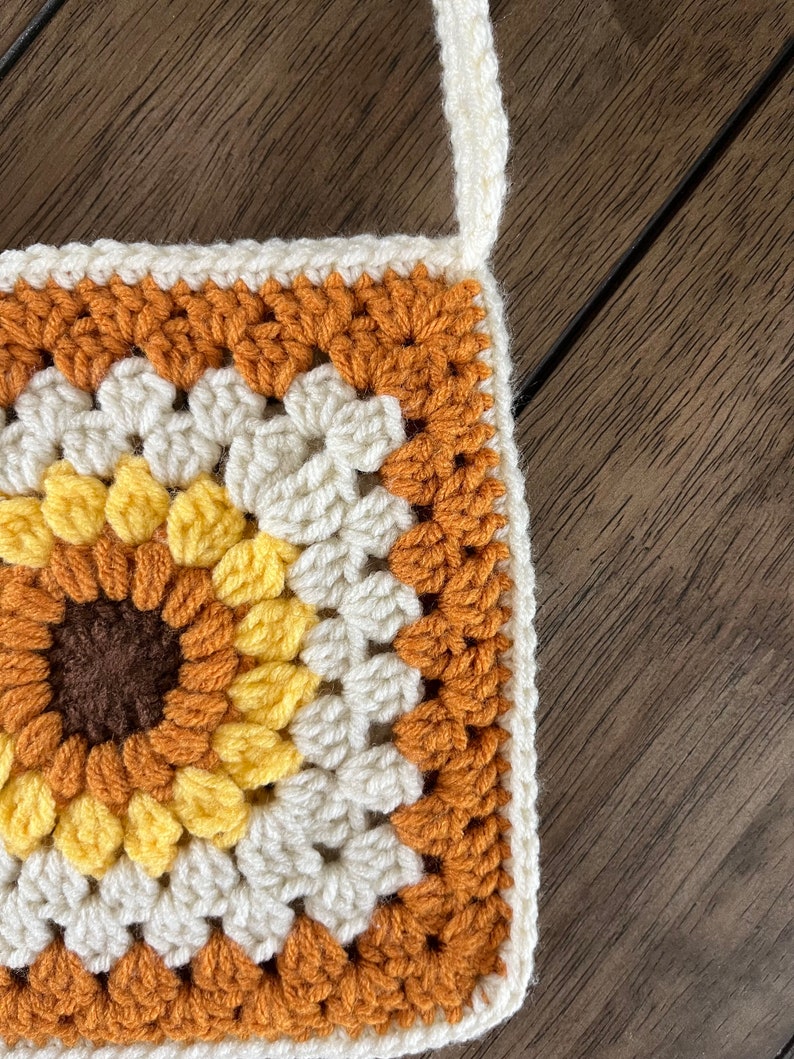 Crochet Flower Bag Granny Square Flower Bag Fall Crochet Purse - Etsy