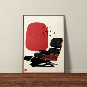 Eames Lounge Chair Digital Print, Charles and Ray Eames