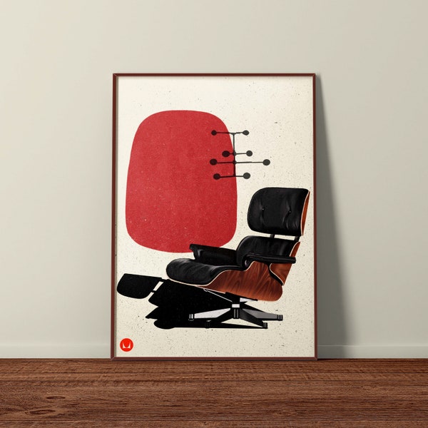 Eames Lounge Chair Digital Print, Charles and Ray Eames, Bauhaus Poster, Mid Century Modern Art, Digital Download, Graphic Poster.