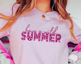 Summer Camping Shirt, Summer Aesthetic, Family Vacation Shirt, Wilderness T-Shirt, Cute Camper Shirt, Animal Letters, Trendy Colors, Berry