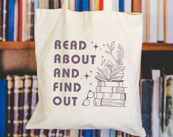 Book Lover Tote, Reading Bag, Natural Canvas, Bookish Aesthetic, Bookish Gift, Librarian Gift, Light Academia, School Bag, Gift for Teacher