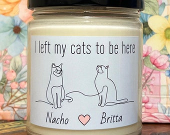 Custom Pet Name Gift Candle for Person With Cats, Personalized Office Coworker Decoration, Move Away Gift for Multiple Cat Owner, Desk Decor