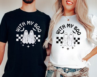 Couples Matching Shirts, Matching Halloween T-Shirts, Ghostly Gift, Halloween Crewneck, Couples Tees, Retro Halloween, Ghost Couple, Spooky