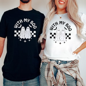 Couples Matching Shirts, Matching Halloween T-Shirts, Ghostly Gift, Halloween Crewneck, Couples Tees, Retro Halloween, Ghost Couple, Spooky