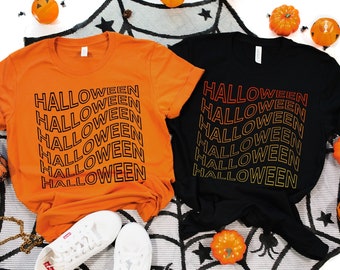 Halloween Matching Shirts, Family Halloween Shirt, Couples Halloween Tee, Simple Halloween, Black and Orange, Halloween Party T-Shirt, Retro