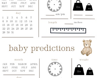 Tabla de predicción de bebé con tema de oso de peluche / tabla de predicción de bebé / ducha de bebé con tema de oso de peluche / juegos de ducha de bebé / ducha de bebé