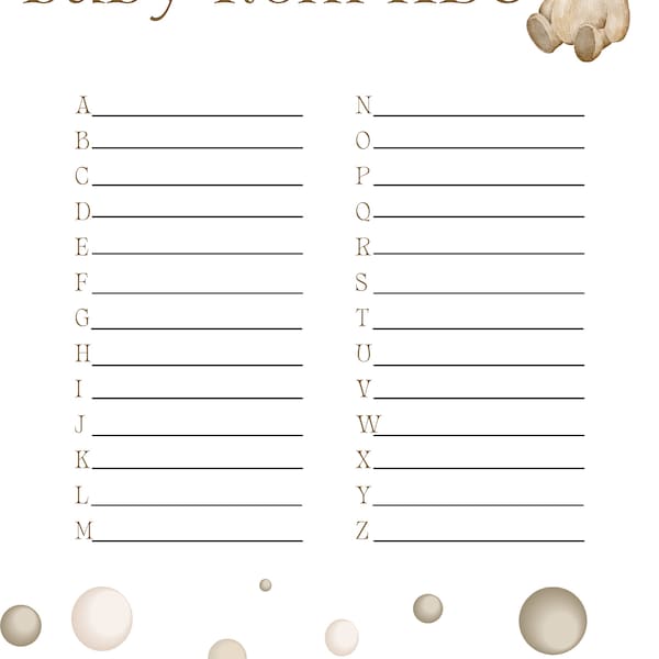 Teddy Bear Baby Item ABC Game | Teddy Bear Baby Shower Theme | Baby Shower Games | Baby Item ABC | ABC baby shower Game