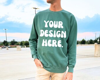 Comfort Colors 1566 Sweatshirt Mockup, Light Green Comfort Colors Mockup, 1566 Mock up, Male Comfort Colors Mockup, Sweatshirt Mockup 1566