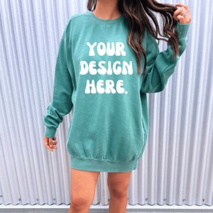 Comfort Colors 1566 Light Green Sweatshirt Mockup, Trendy Sweatshirt Mockup, 1566 Light Green Mock up, Sweatshirt Mock, Aesthetic Mockup