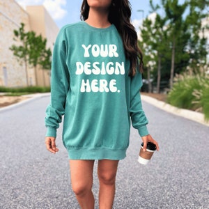 Light Green Comfort Colors 1566 Mockup, Trendy Sweatshirt Mockup, 1566 Mock, Sweatshirt Mock, Green Aesthetic Mockup, 1566 Green Mock up