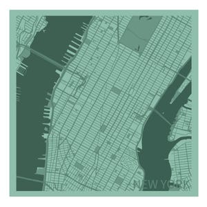 DIGITALE New York City Map Kunstdruck in Grün | Modernes Urban Decor