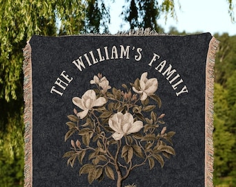 Family Tree Blanket Woven Tapestry | Family Tree Wall Art Blanket Custom Family Gift Sentimental Gift for Mom Personalized Heritage Blanket