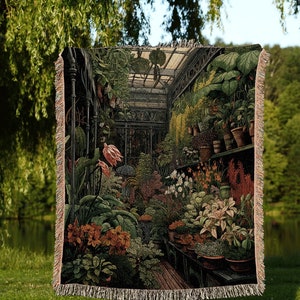 Cottagecore Floral Blanket Goth | Whimsigoth Wall Art Woven Blanket Victorian Gothic Aesthetic Tapestry Woven Botanical Fairycore Aesthetic