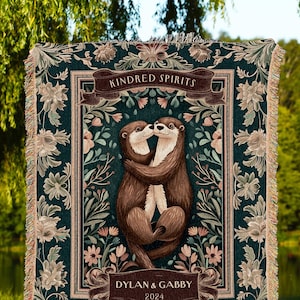 Best Friend Otter Blanket Personalized | Custom BFF Gift Significant Otter Cute Woven Tapestry Friend Engagement Wedding Anniversary Throw |