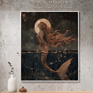 Sea Witch Woven Tapestry | Fairycore Bedroom Celestial Siren Blanket Ethereal Sirencore Decor Art Nouveau Fairy Grunge Witchy Wall Art