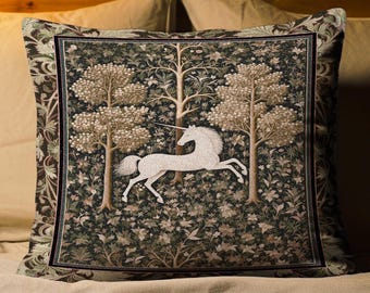 Magic Aesthetic Woven Tapestry Pillow Cottagecore Style | Dark Academia Folklore Decor Gothic Maximalist Gift for Fantasy Lover Home Cushion