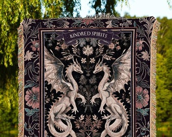 Midnight Purple Dragon Couple Personalized | Custom Names Dragon Lovers Woven Tapestry Wedding Anniversary Custom Gift For Him Thoughtful