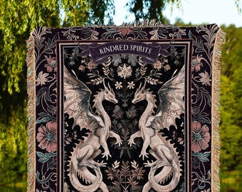 Midnight Purple Dragon Couple Personalized | Custom Names Dragon Lovers Woven Tapestry Wedding Anniversary Custom Gift For Him Thoughtful