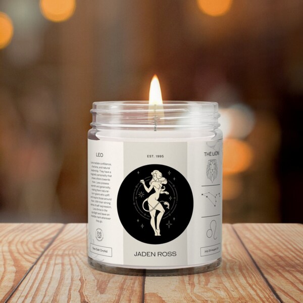 Leo Zodiac Candle Star Sign Candle Etsy