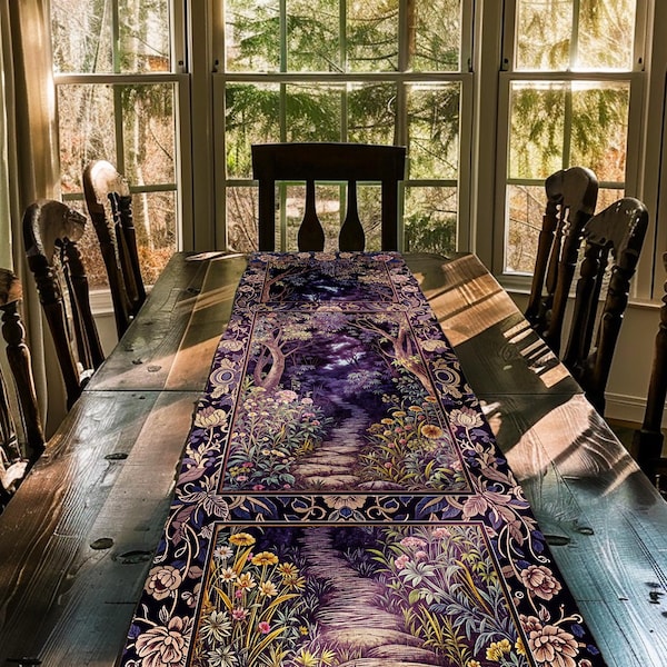 Magical Woodland Mushroom Table Runner | Fairytale Theme Woodland Botanical Aesthetic Whimsical Home Decor Dining Room Housewarming Gift |