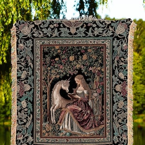 Royal Fairytale Botanical Throw Blanket | Rococo Storybook Decor Cottagecore Medieval Romance Princesscore Woven Tapestry Gothic Bedroom |