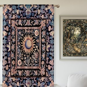 Pastel Whimsy Celestial Drapes | Mystic Bohemian Celestial Witchy Home Decor Maximalist Gothic Sun and Moon Tarot Inspired Curtains Blackout
