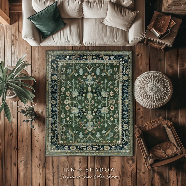 Carpette Boho vert pâle | Esthétique rustique pour salon, décoration d'intérieur vert pastel, cadeau de pendaison de crémaillère, tapis de sol de chambre vert Cottagecore |