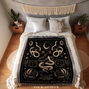 Couples Zodiac Blanket | Celestial Wedding Anniversary Gift Couples Astrology Custom Sign Blanket Woven Throw Personalized Wedding Custom |