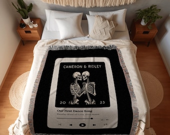 Couples Custom Song Blanket | Woven Tapestry Custom Best Friend Blanket Our Song Tapestry Woven Blanket Our Song First Dance Wedding Gift |