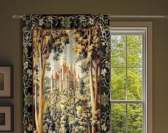 Mystic Castle Book Nook Drapes Throw Ethereal Fairycore Folklore Aesthetic | Magical Woodland Botanical Curtains Dark Academia Indie Decor