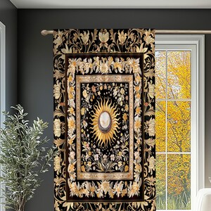 Divine Aesthetic Sun and Moon Curtains | Magical Astrology Celestial Whimsigothic Boho Bedroom Decor Mystic Magic Maximalist Drapes Witchy