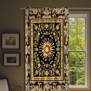 Ethereal Energy Celestial Bedroom Drapes | Mystic Boho Maximalist Astrology Inspired Witchy Sun and Moon Gothic Aesthetic Enchanted Curtains
