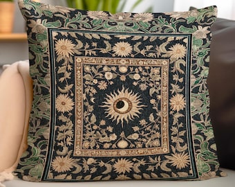 Earthy Spiritual Sun Accent Rug | Hippie Gothic Botanical Ethereal Mystic Bedroom Rug Whimsical Celestial Tarot Aesthetic Astrology Witchy |