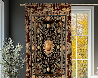 Dark Skies Celestial Drapes | Enchanted Celestial Witchy Astrology Boho Maximalist Decor Sun & Moon Tarot Inspired Gothic Blackout Curtains