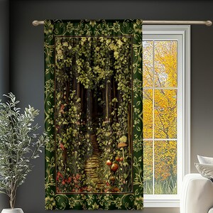 Fairytale Forest Botanical Drapes | Mystic Aesthetic Woodland Home Magical Decor Plant Loving Bedroom Housewarming Gift Emerald Woods Drapes