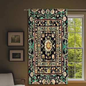 Witchy Sun Dark Academia Curtain | Bohemian Rustic Whimsical Gothic Maximalist Bedroom Drapes Whimsical Celestial Astrology Aesthetic Magic