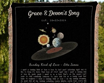 Couples Song Lyric Blanket | Custom Song Gift Best Friend Blanket Our Song Tapestry Woven Blanket Our Song First Dance Wedding Gift Custom |