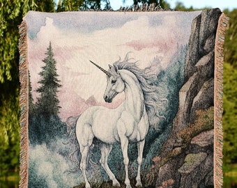 Pastel Landscape Unicorn Wall Art Ethereal Room Decor Vintage Cottagecore | Fairycore Aesthetic Room Decor Magical Tapestry Unicorn Room Art