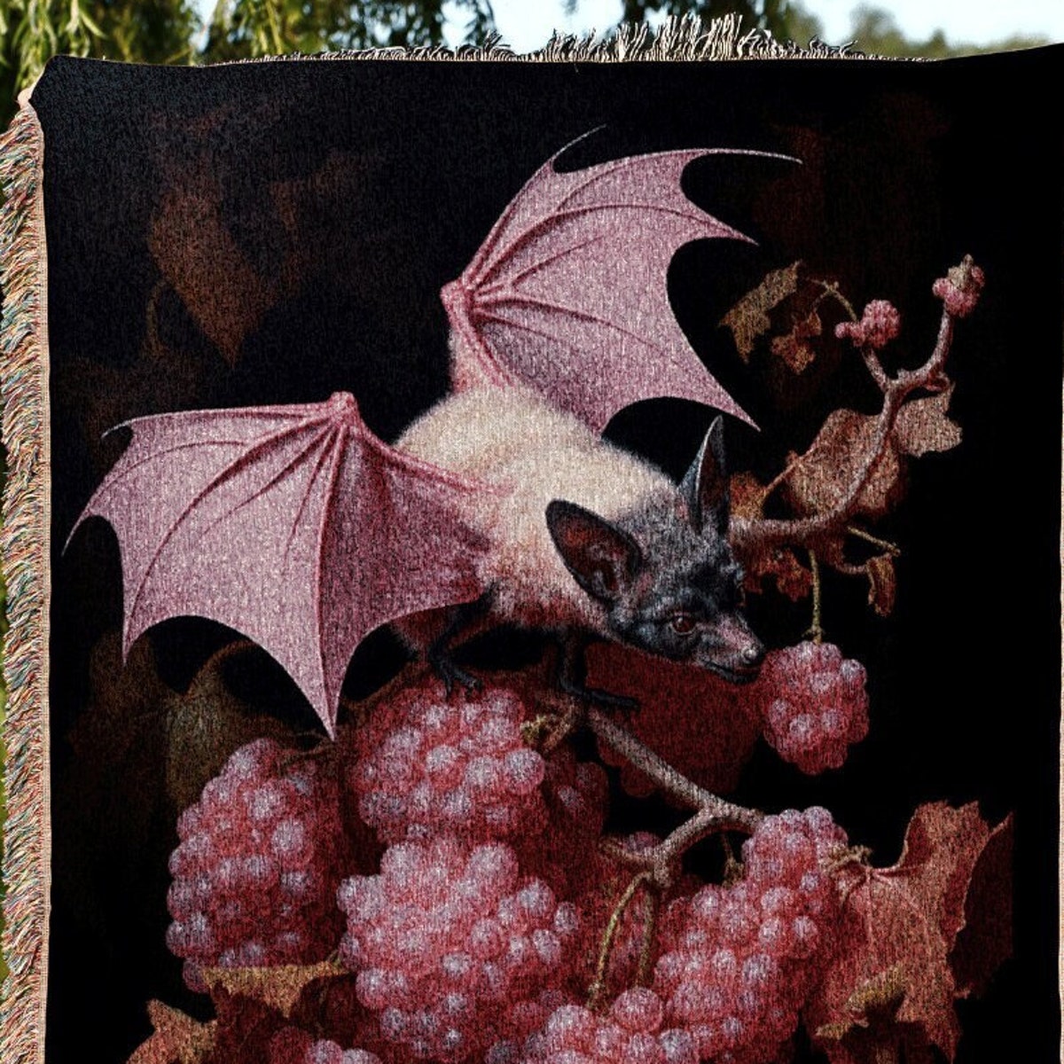 Mauve Pink Bat Woven Tapestry: 37x52