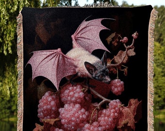 Mauve Pink Bat Tapestry Woven Throw Blanket Pastel Decor Halloween | Bat Tapestry Pastel Goth Art Gothic Decor Tapestry Woven Wall Hanging |