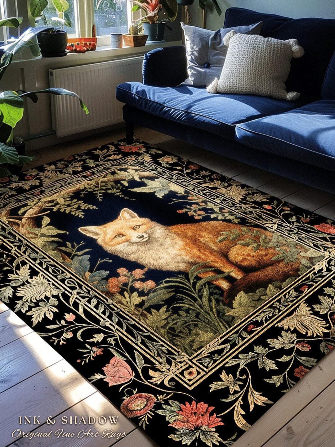 Mystic Woodland Fox Rug | Cottagecore Room Decor William Morris ...