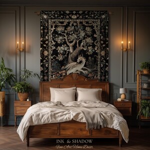 Medieval Aesthetic Dragon Blanket | Fairytale Inspired Nursery Decor Morris Style Cottagecore Fairycore Woven Throw Tapestry Botanical | image 15