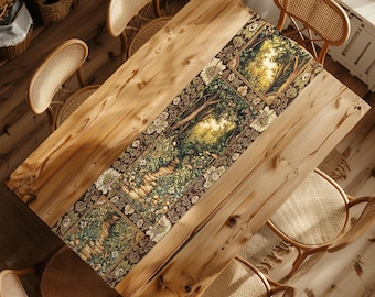 Mushroom Forest Magical Woodland Table Runner Ethereal Mystic Academia Vintage Folklore Art Forest Fairycore Whimsigoth Medieval Dining Room