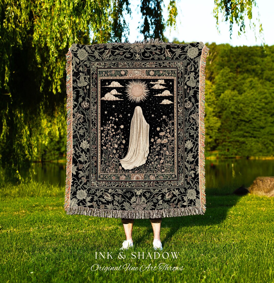 Whimsical Sky Spirit Blanket | Woven Tapestry Ghost Throw