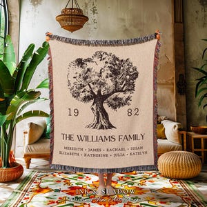 Anniversary Gift Personalized Family Tree Wall Art Blanket Custom Family Gift Meaningful | Wedding Gift Sentimental Gift for Mother in Law |