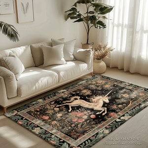 Mystical Folklore Unicorn Rug Whimsical Room Decor Morris Inspired ...