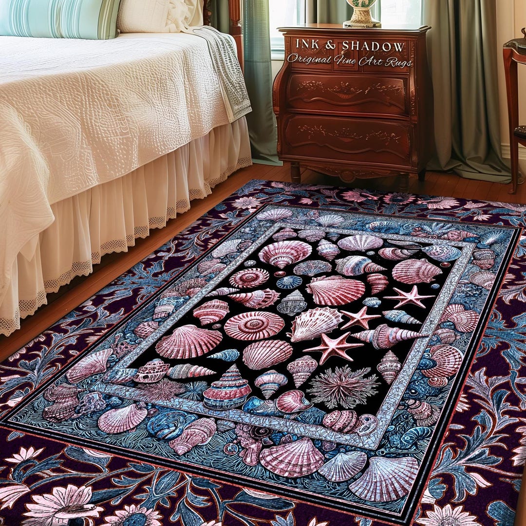 Fairpoint Sea Rug Dreamy Marine Sea Shell Area Rug | Beach-inspired Nautical Bedroom ...