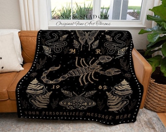 Scorpio Astrology Blanket | Scorpio Tapestry Custom Star Sign Goth Woven Blanket Witch Room Decor Scorpio Astrology Personalized Zodiac Sign